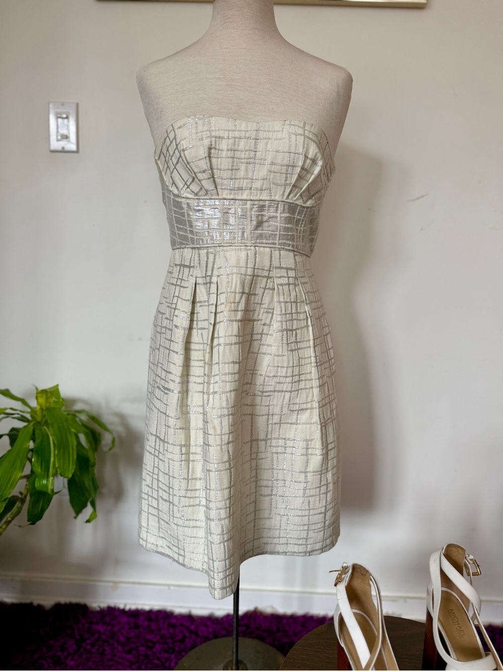 Metallic Strapless Mini Dress - Picture 2 of 13